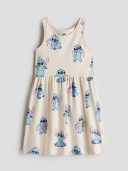 H&M - Girls Beige Printed Cotton Dress