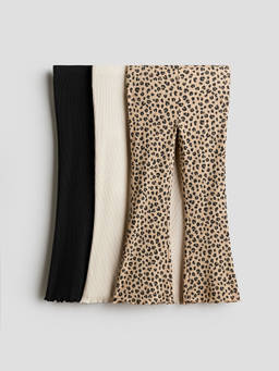 H&M - Girls Multi-Color 3-Pack Flared Overlocked Leggings