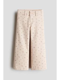 H&M - Girls Beige Wide Twill Jeans