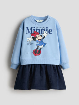H&M - Girls Blue Muslin-Skirt Sweatshirt Dress