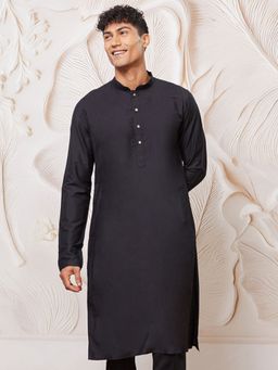 Vastramay - Mens Black Viscose Kurta