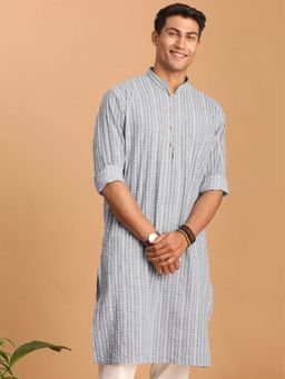 Vastramay - Mens Grey Cotton Kurta