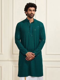Vastramay - Mens Green Rayon Cotton Kurta
