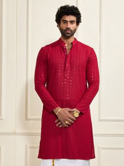 Vastramay - Mens Maroon Rayon Cotton Kurta