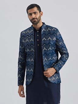 Vastramay - Men's Blue Silk Blend Jodhpuri