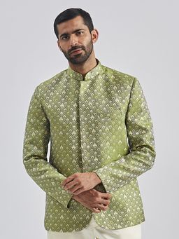 Vastramay - Mens Green Silk Blend Jodhpuri
