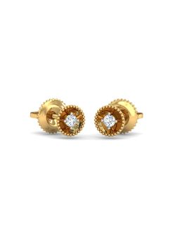 KuberBox - 18K Gold Arched Circular Diamond Stud Earrings for Women-Girls