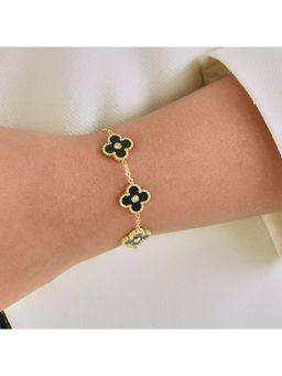 UPAKARNA - Single Stone Flower Bracelet - Black
