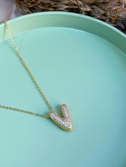 Nekhi - 3D Sparkling Necklaces - V - White