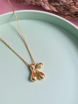 Nekhi - Bubble Chain Necklace Alphabet K - Gold