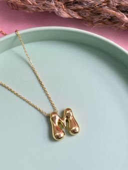 Nekhi - Bubble Chain Necklace Alphabet M - Gold