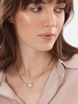 Carlton London - 18Kt Gold Plated Cz Diamante Pendant Mangalsutra - White