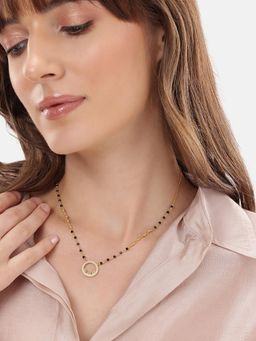 Carlton London - 18Kt Gold Plated Multi Colour Cz Circular Pendant Mangalsutra - White