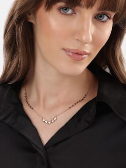 Carlton London - 18Kt Rose Gold Plated Multiple Heart Shaped Charm Mangalsutra