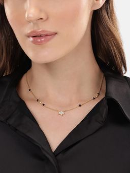 Carlton London - 18Kt Gold Plated Cz Floral Pendant Mangalsutra - White