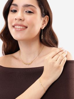 Carlton London - 18Kt Gold Plated Cz Link Bracelet With Earring And Necklace Jewellery Set - White