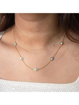 UPAKARNA - Tiny Evil Eye Hamsa Necklace - White