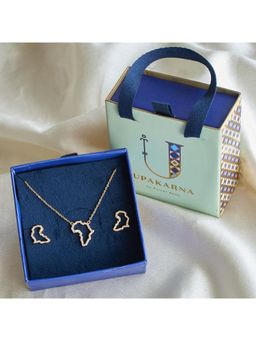 UPAKARNA - Map Necklace And Earrings Jewellery Gift Set - White