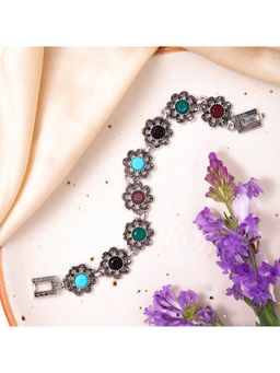 MAASHA - Antique Silver Rose Bracelet For Women