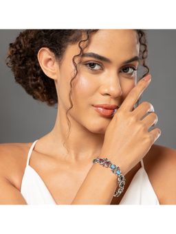 MAASHA - Boho Chic Multi-Stone Oxidized Silver Bracelet