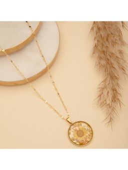 MAASHA - Yellow Flower Pendant Necklace For Women