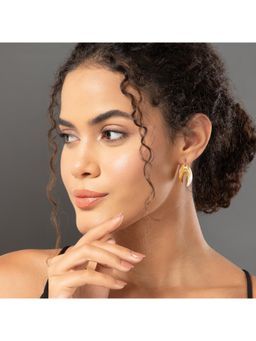 MAASHA - Textured Gold Drop Earrings For Women