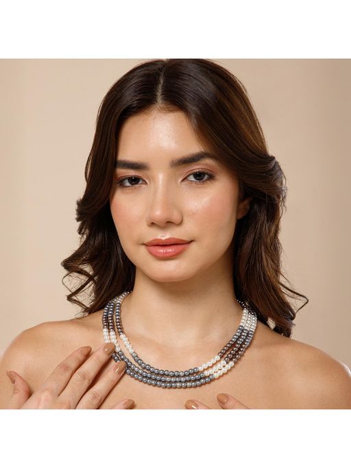 MAASHA Multicolor Pearl Beaded Layered Necklace
