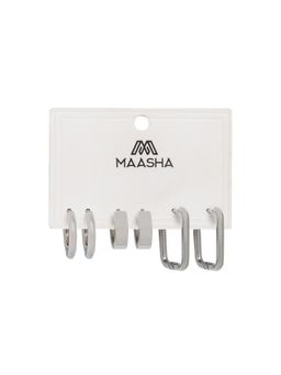 MAASHA - Silver-Tone Hoop Earrings Combo Set