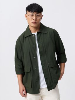 The Souled Store - Utility: Dark Basil Men Utility Shacket