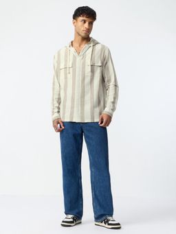 The Souled Store - Cotton Linen Hooded Nougat Men Cotton Linen Shirts