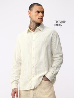 The Souled Store - Textured Stripe Sunbeam Men Relaxed Shirts