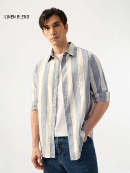 The Souled Store - Stripe Linear Blue Men Relaxed Shirts