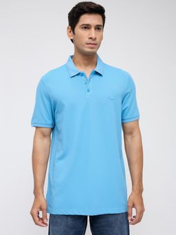Spykar - Men Blue Solid Regular Fit Polo T-Shirt