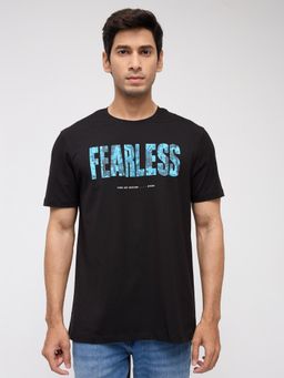 Spykar - Men Black Graphic Regular Fit T-Shirt