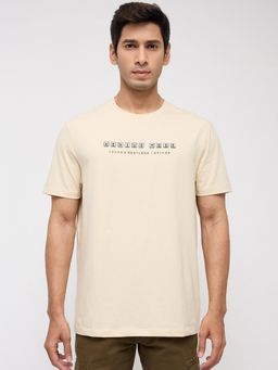 Spykar - Men Beige Graphic Regular Fit T-Shirt