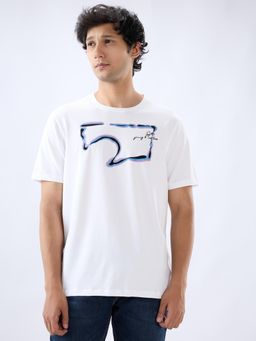 Spykar - Men White Graphic Regular Fit T-Shirt