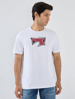 Spykar - Men White Graphic Regular Fit T-Shirt