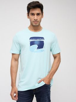 Spykar - Men Blue Graphic Regular Fit T-Shirt