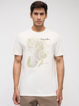 Spykar - Men White Graphic Regular Fit T-Shirt
