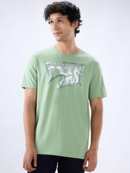 Spykar - Men Green Graphic Regular Fit T-Shirt
