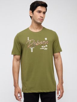 Spykar - Men Green Graphic Regular Fit T-Shirt