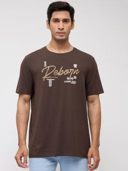 Spykar - Men Brown Graphic Regular Fit T-Shirt