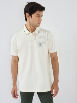 Spykar - Men White Solid Regular Fit Polo T-Shirt