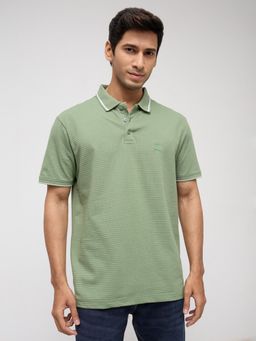 Spykar - Men Green Solid Regular Fit Polo T-Shirt