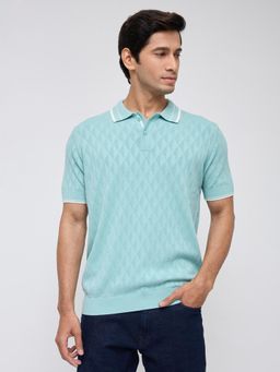 Spykar - Men Blue Solid Regular Fit Polo T-Shirt
