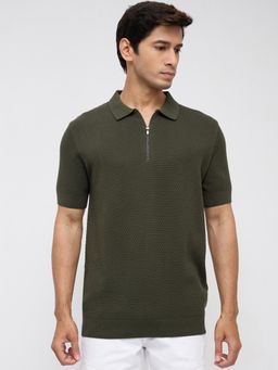 Spykar - Men Green Solid Regular Fit Polo T-Shirt