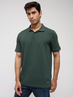 Spykar - Men Green Textured Regular Fit Polo T-Shirt