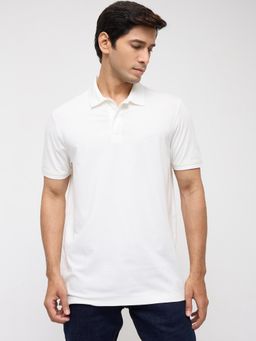 Spykar - Men White Solid Regular Fit Polo T-Shirt
