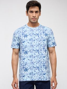 Spykar - Men Blue Printed Regular Fit T-Shirt