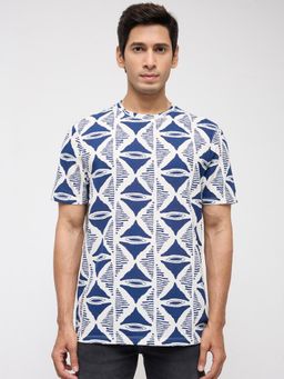 Spykar - Men Blue Printed Regular Fit T-Shirt
